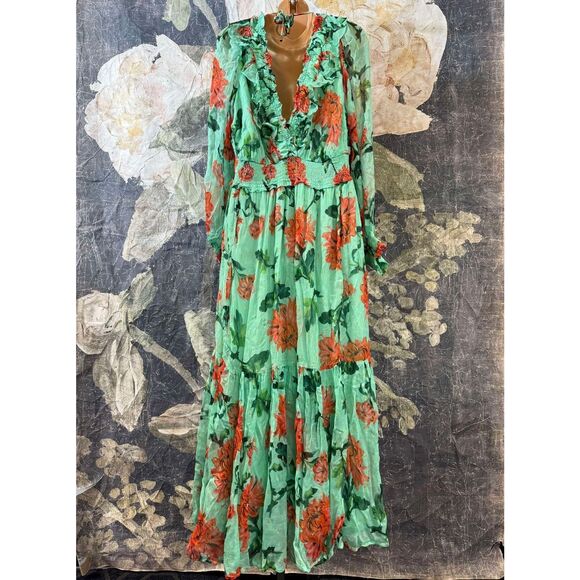New Anthropologie The Odetta Ruffled V-Neck Dress Sz 1X - Picture 5 of 9